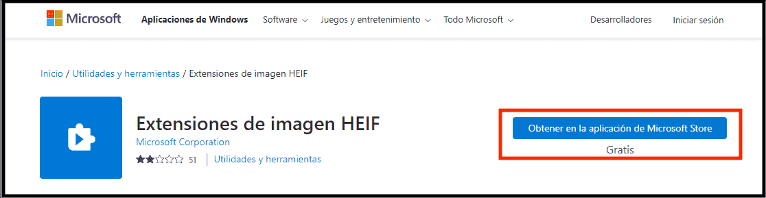 Instalación de códecs para HEIC en Windows