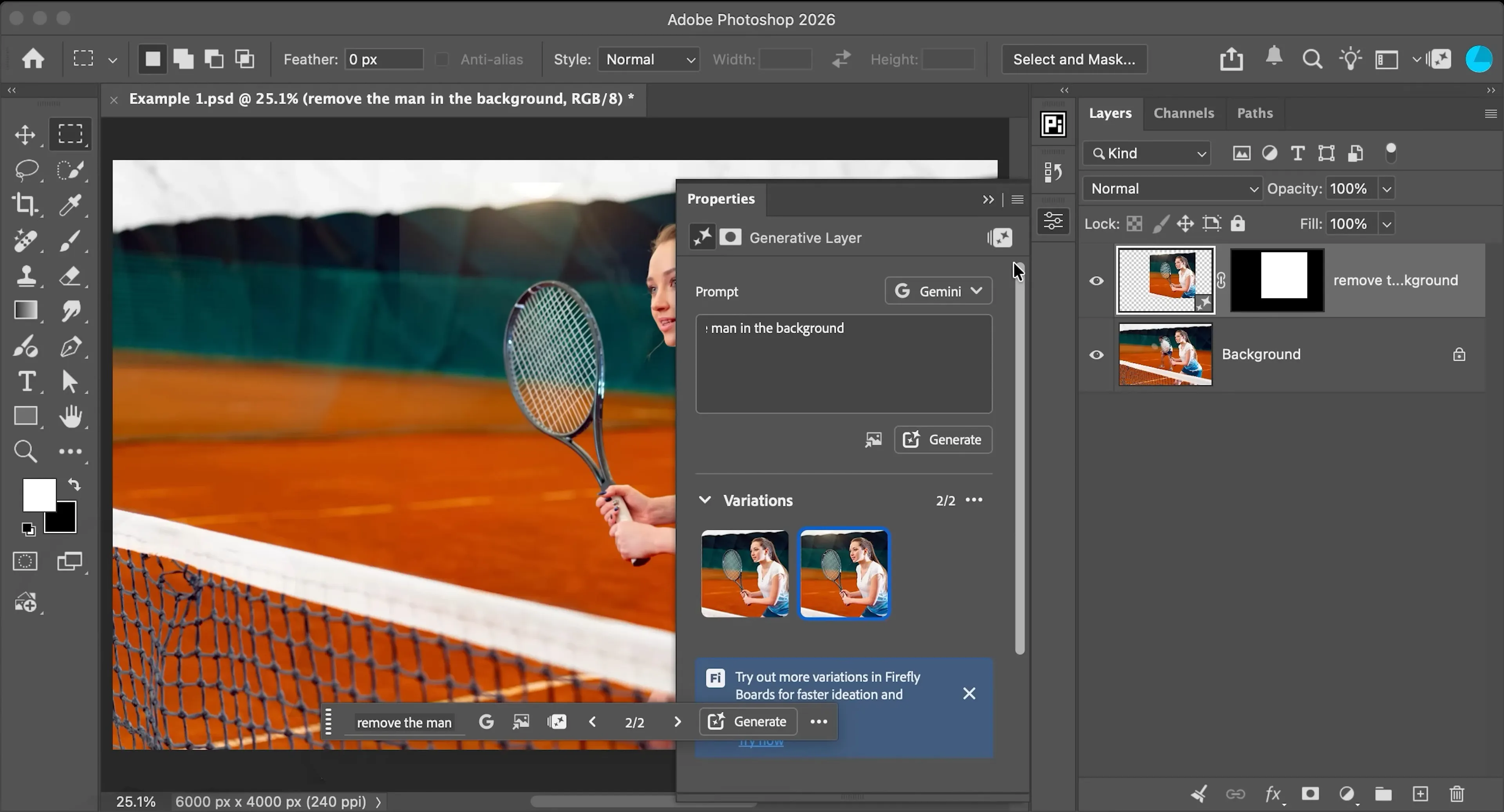 Photoshop's AI generation variants