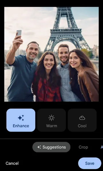 Éditeur de photos Google intégré