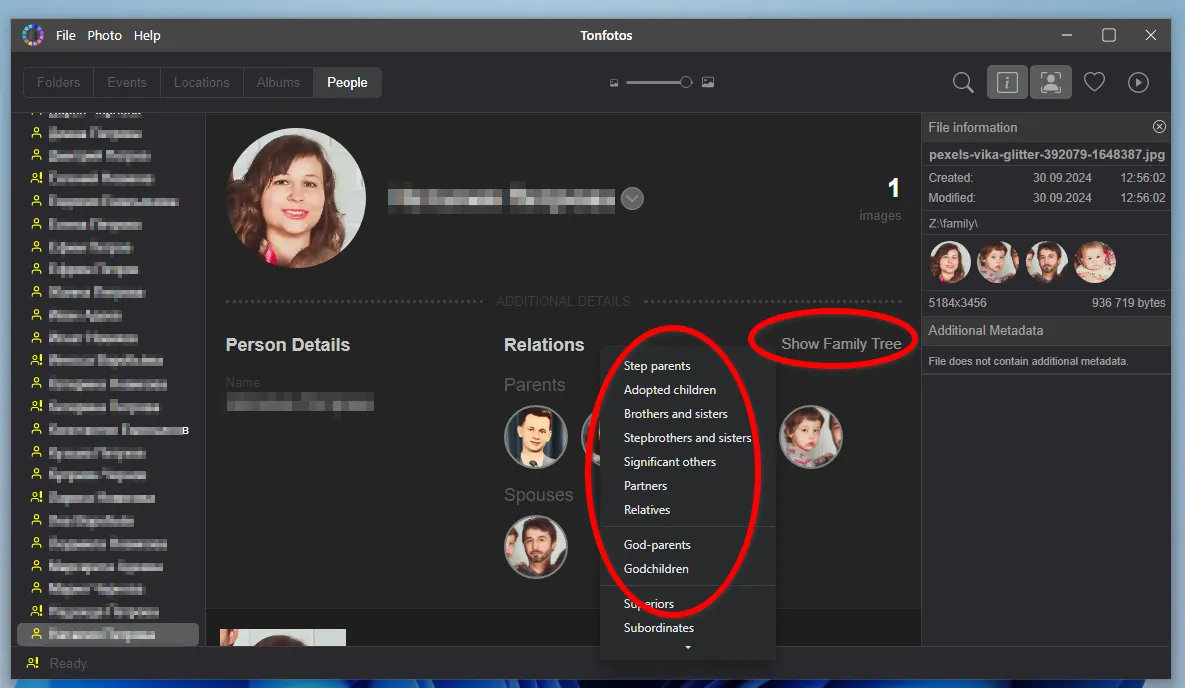 Verwandtschaftsbeziehungen in Tonfotos herstellen
