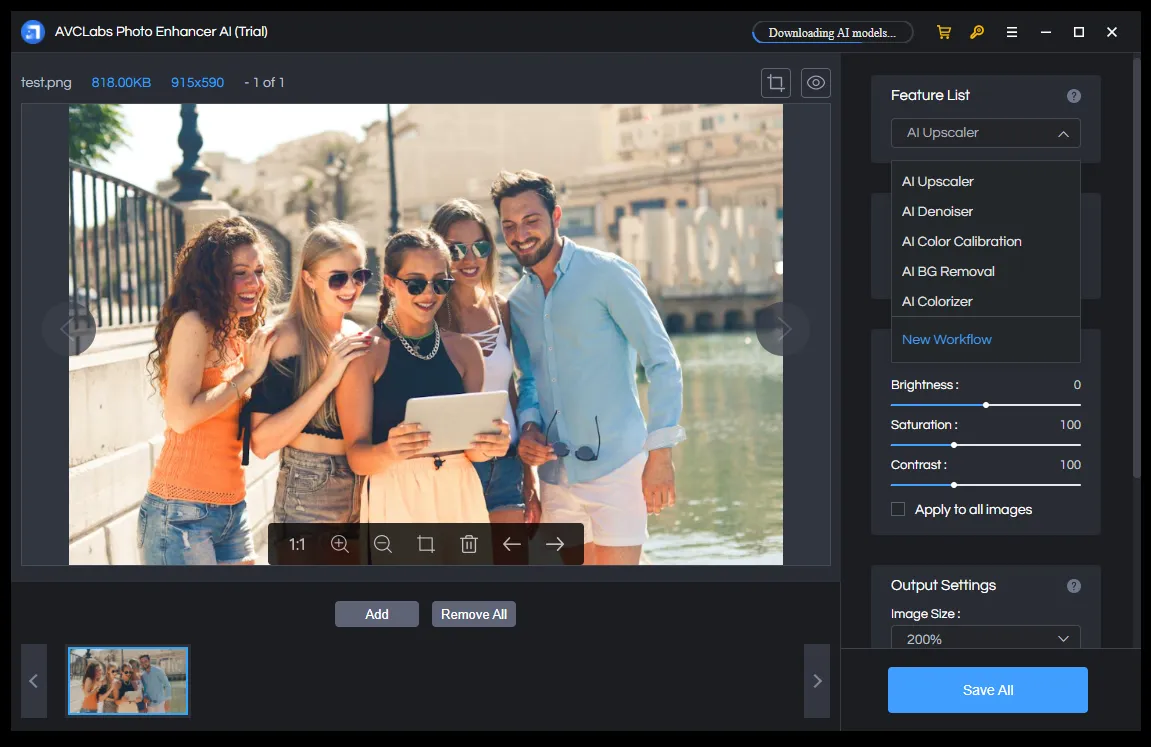 Окно программы для улучшения качества фотографий AVCLabs Photo AI Image Enhancer