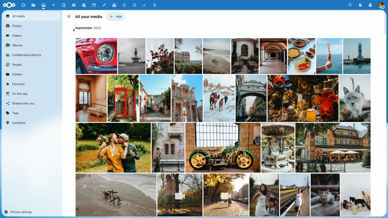 Nextcloud Photos – Hauptfenster