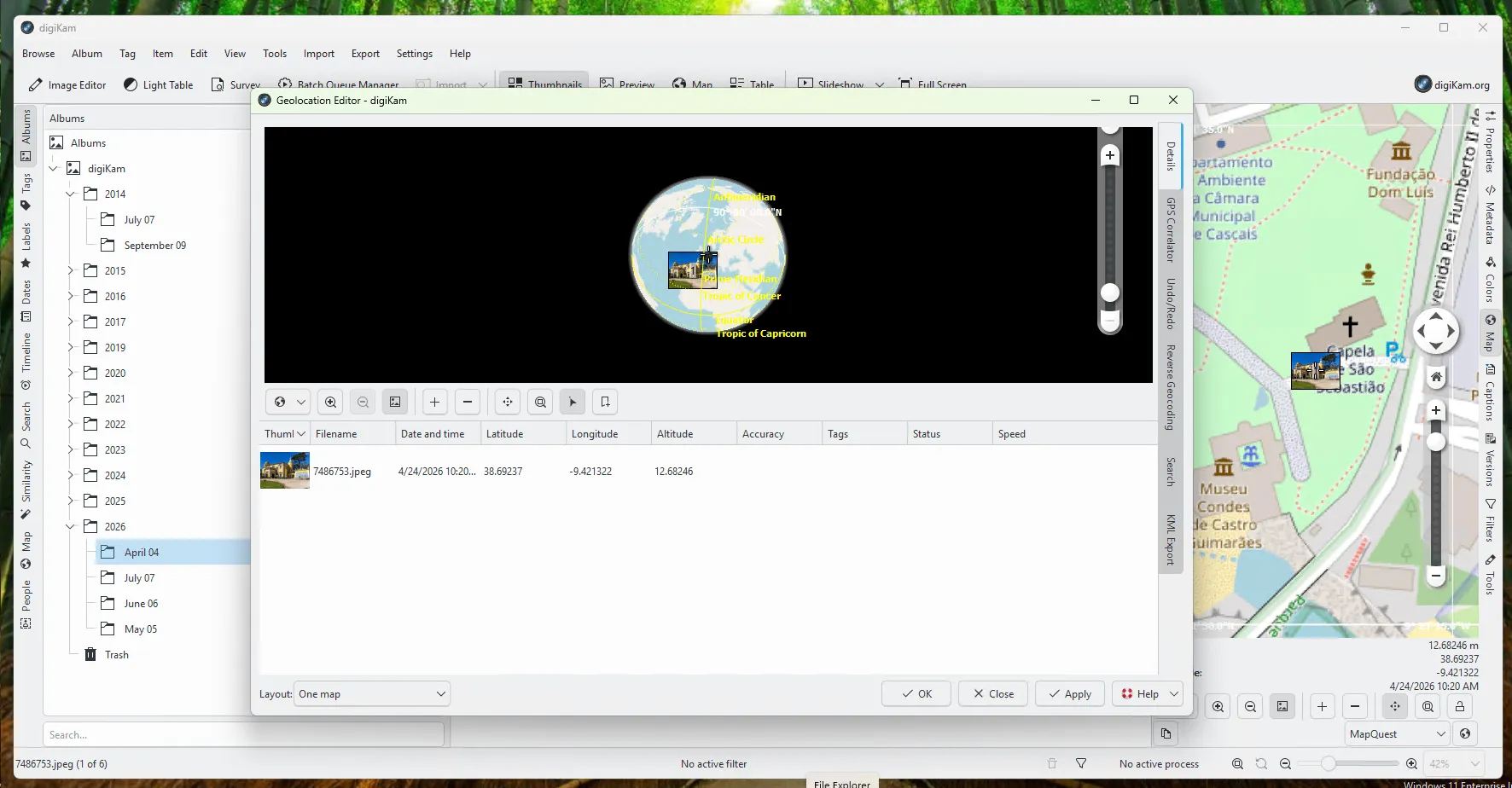 digiKam のジオタグエディター