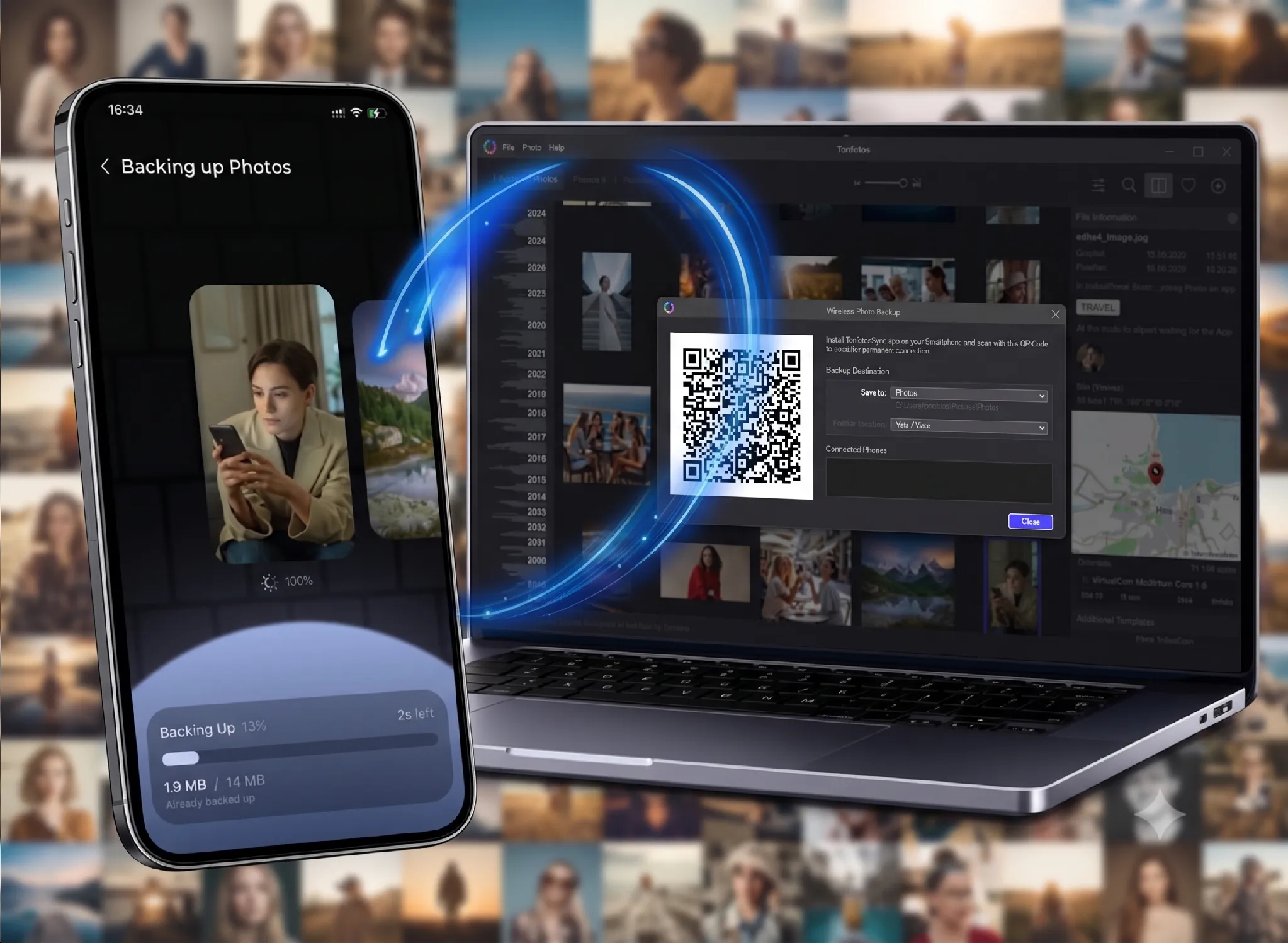 Интерфейс и подключение TonfotosSync к Mac