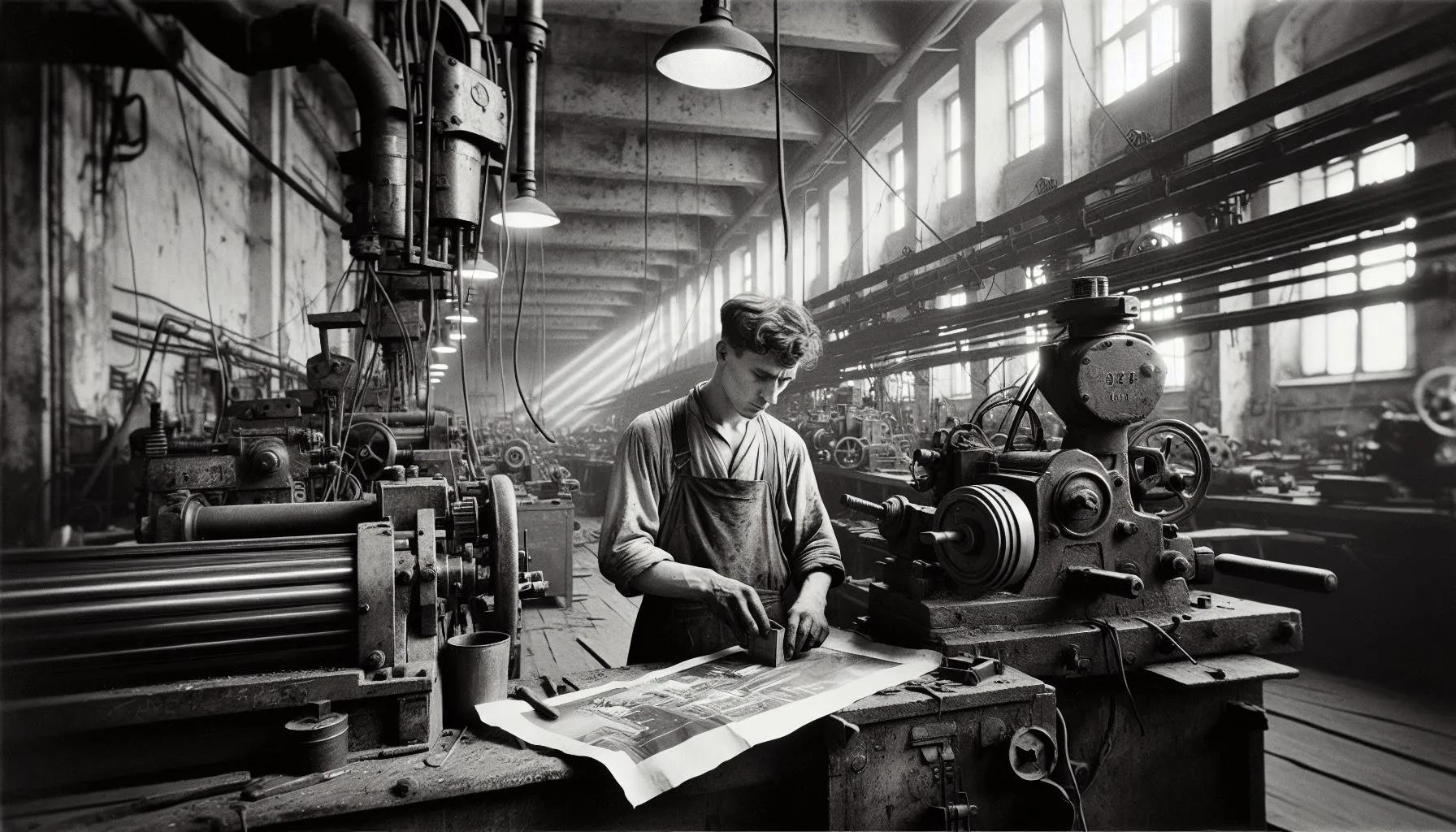 Так мог бы выглядеть родственник из семейного фотоархива, снятый  на заводе в 60-х годах для передовицы газеты