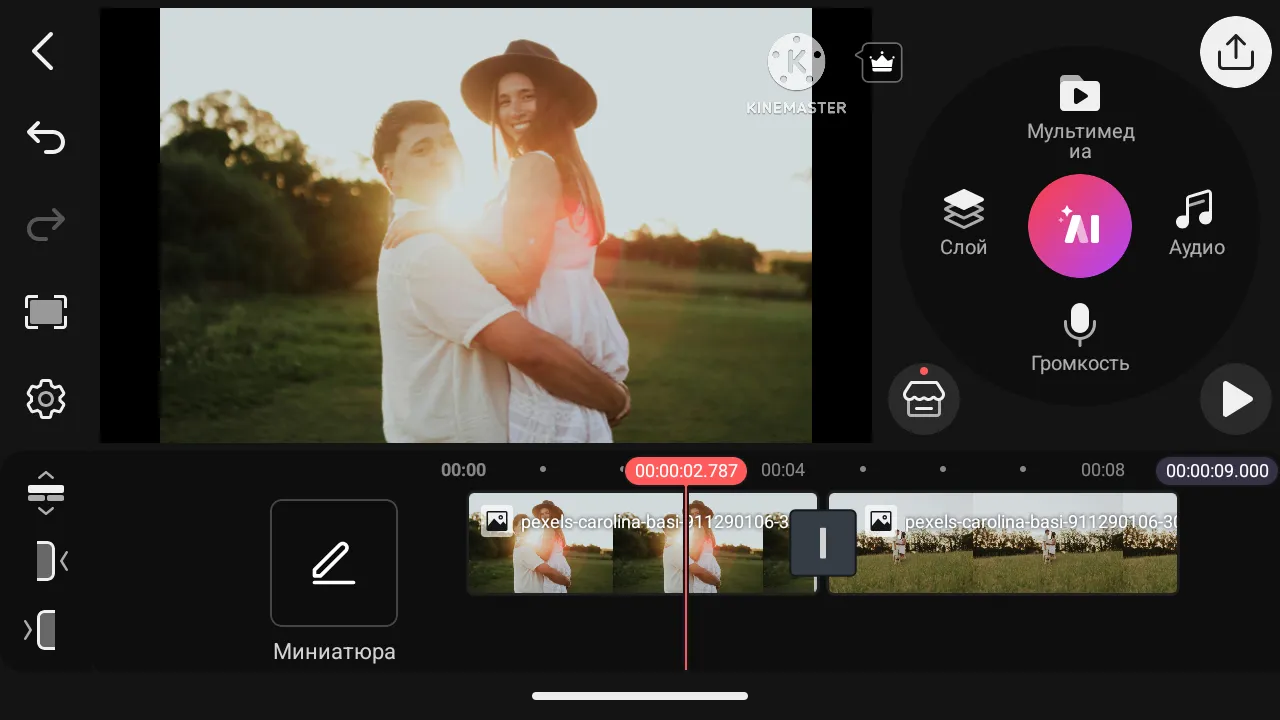 Интерфейс KineMaster
