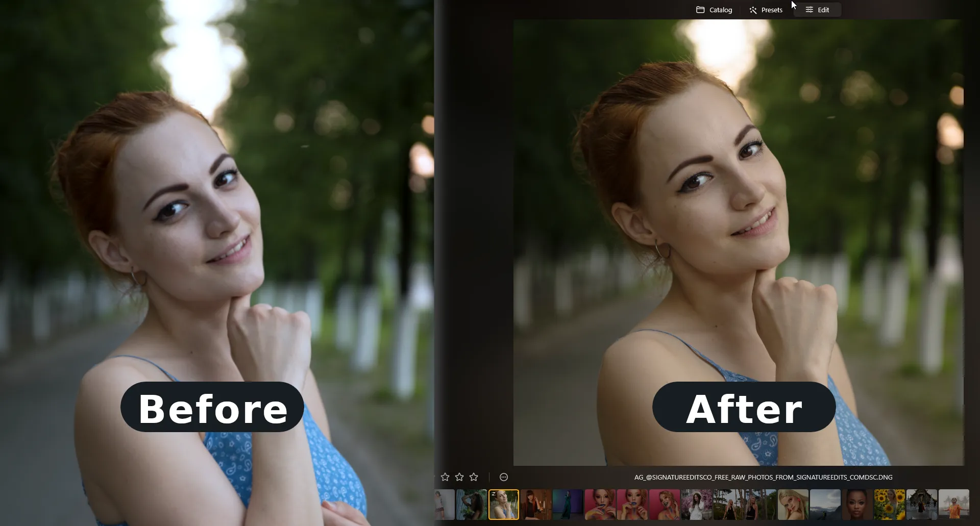 Editing a model's photo using AI in Luminar