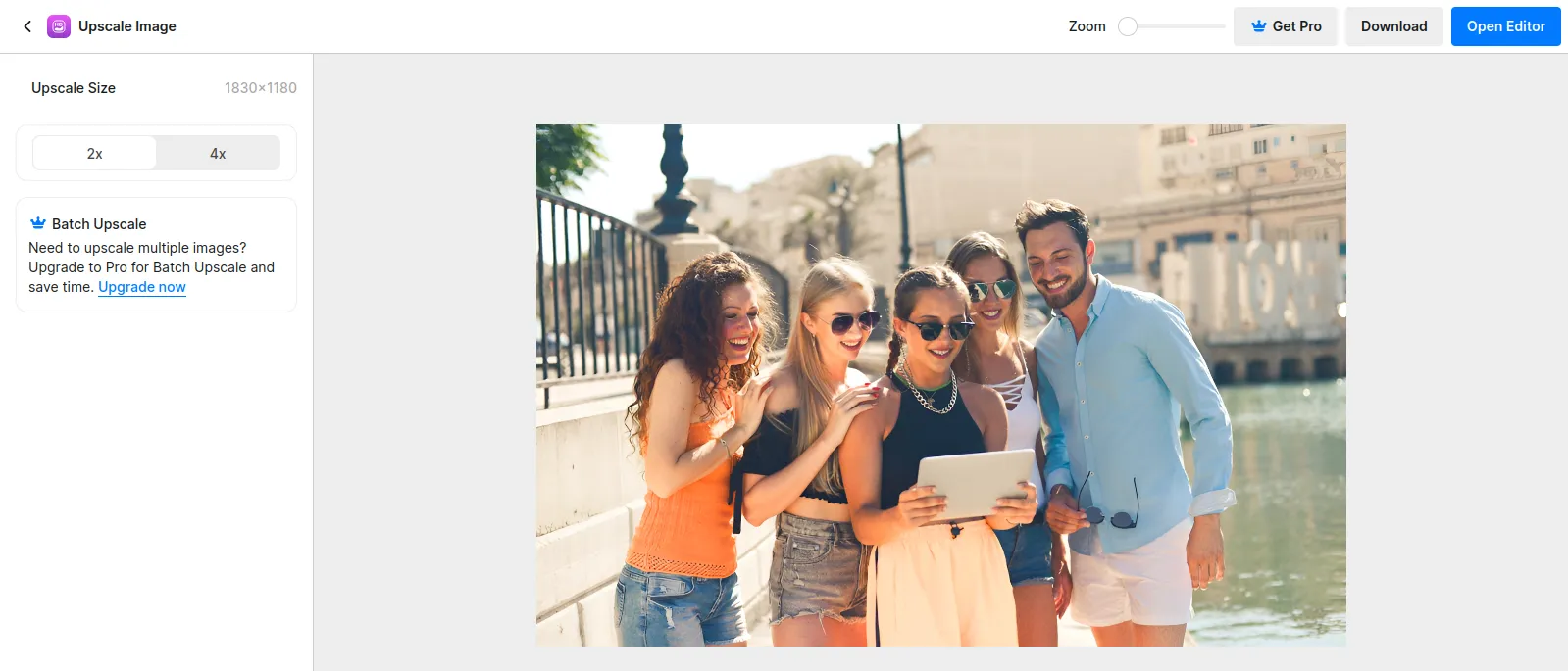 Интерфейс обработки изображения в Pixelcut