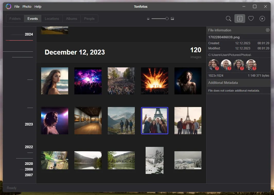 La capacité de Tonfotos à identifier les visages des personnes