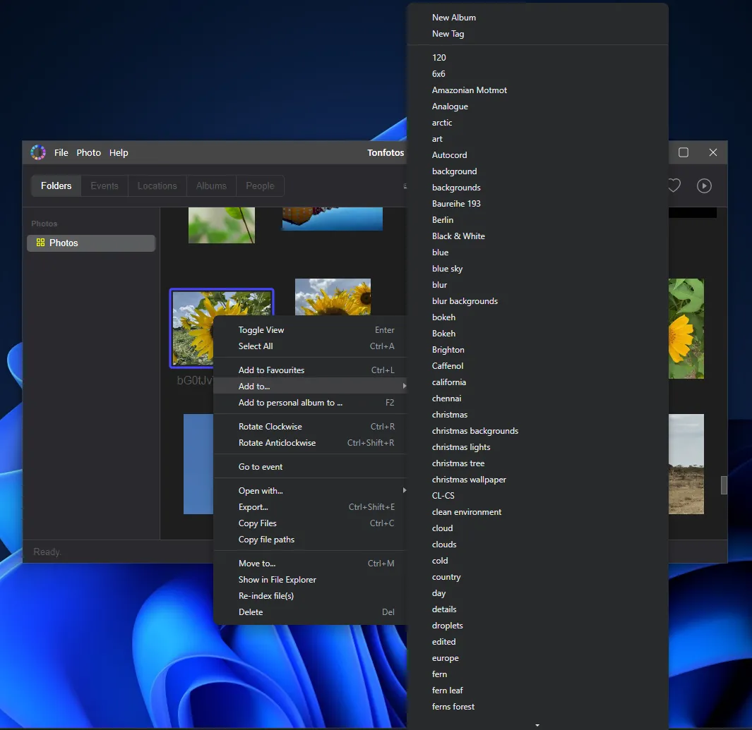 Ajout d'une photo à l'album numérique Tonfotos