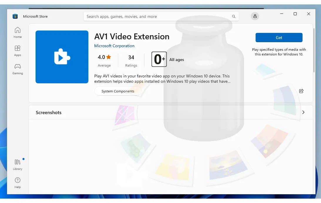 Zusätzliches Plugin für Windows zum Öffnen von AVIF