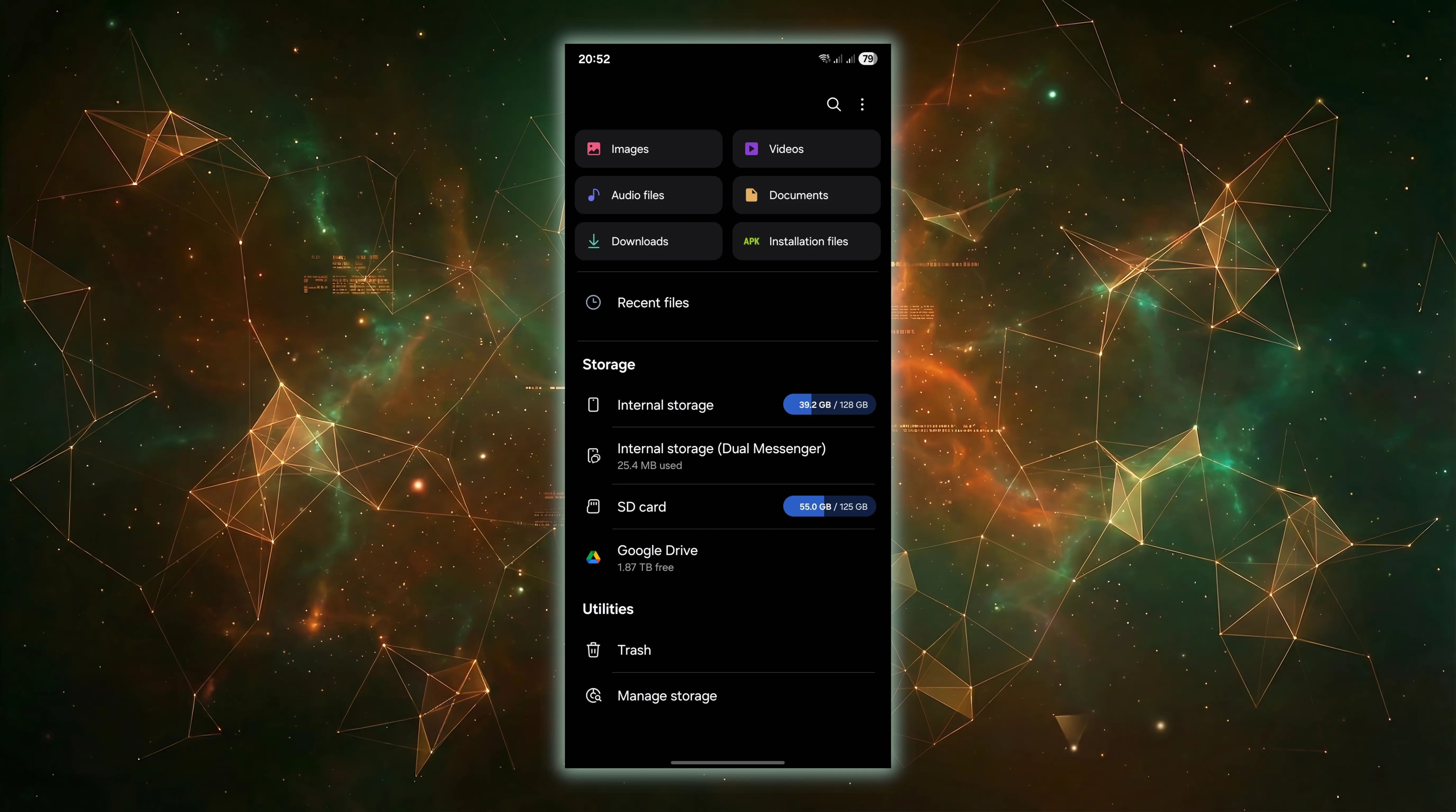 The main window of the My Files file manager in One UI