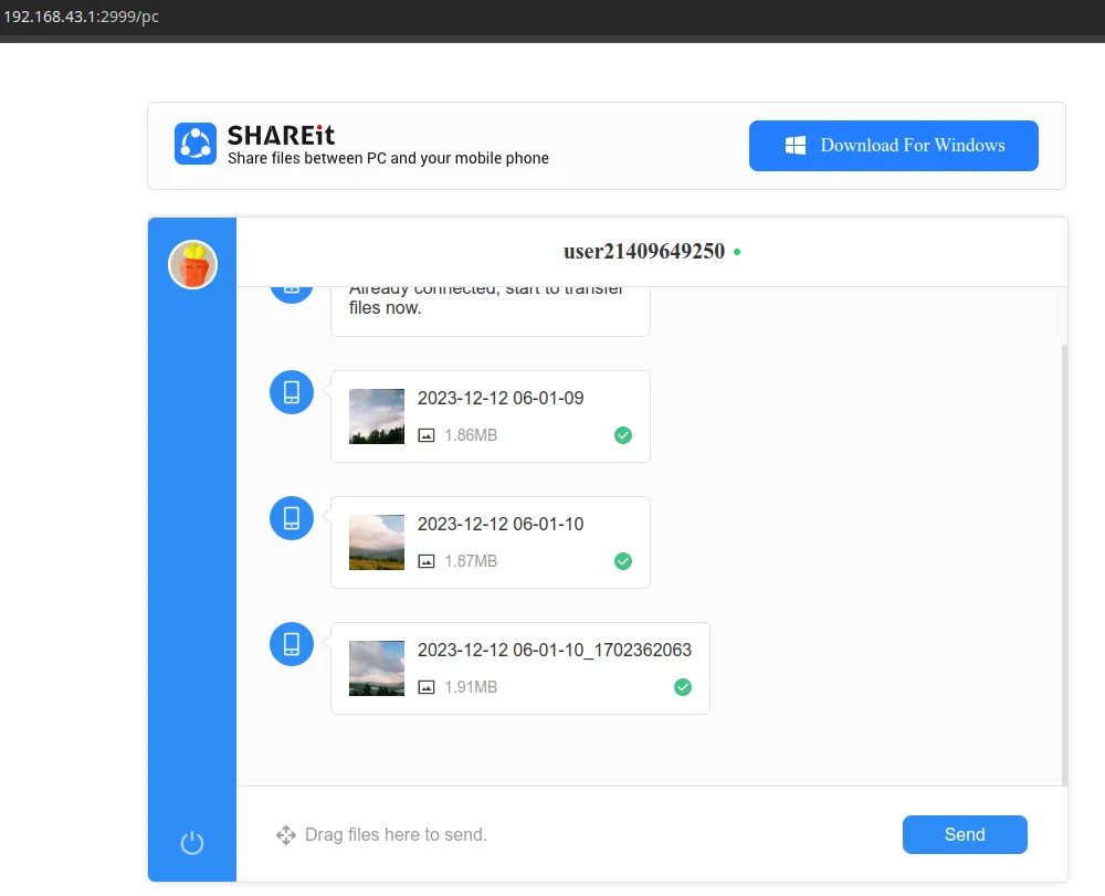Отправка фотографий через браузер в Windows