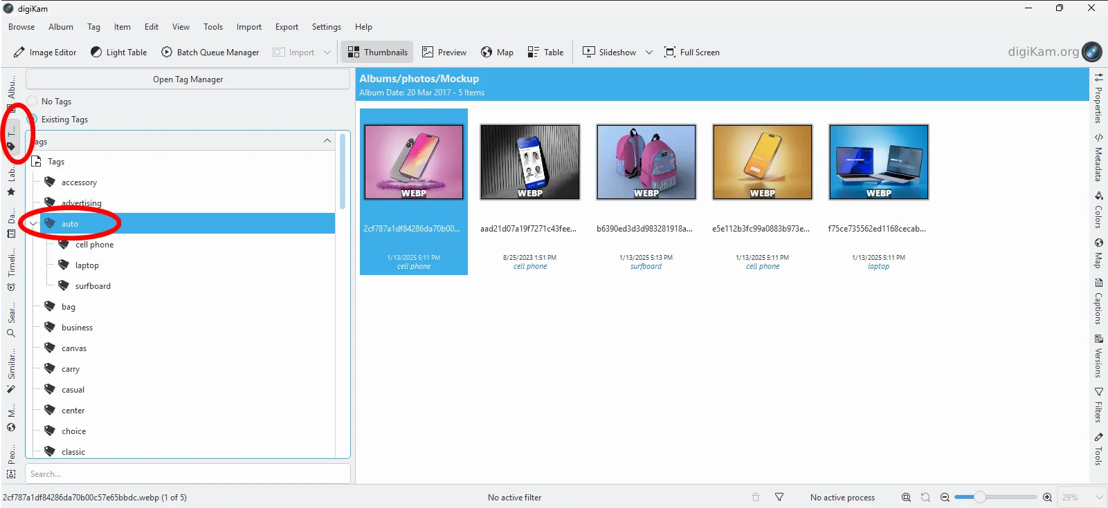 Schnittstelle und Arbeiten mit Tags in DigiKam