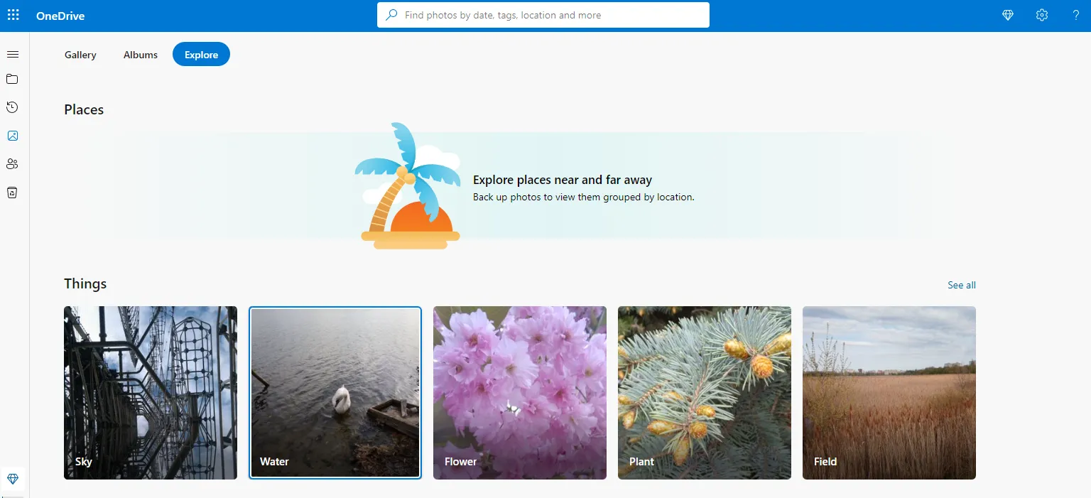 Interface web de gestion des archives photo OneDrive