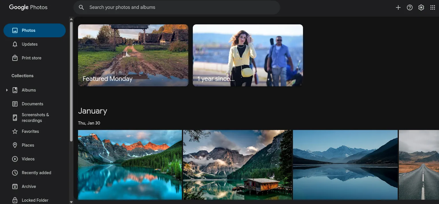 Google Photos Web Interface