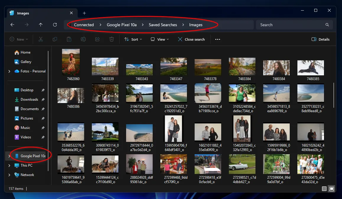 Alle Fotos im Explorer anzeigen