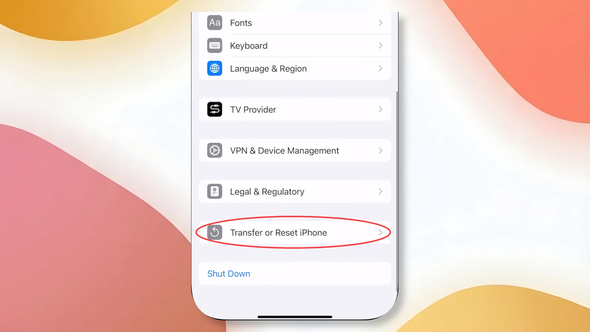 Функция сброса настроек iPhone