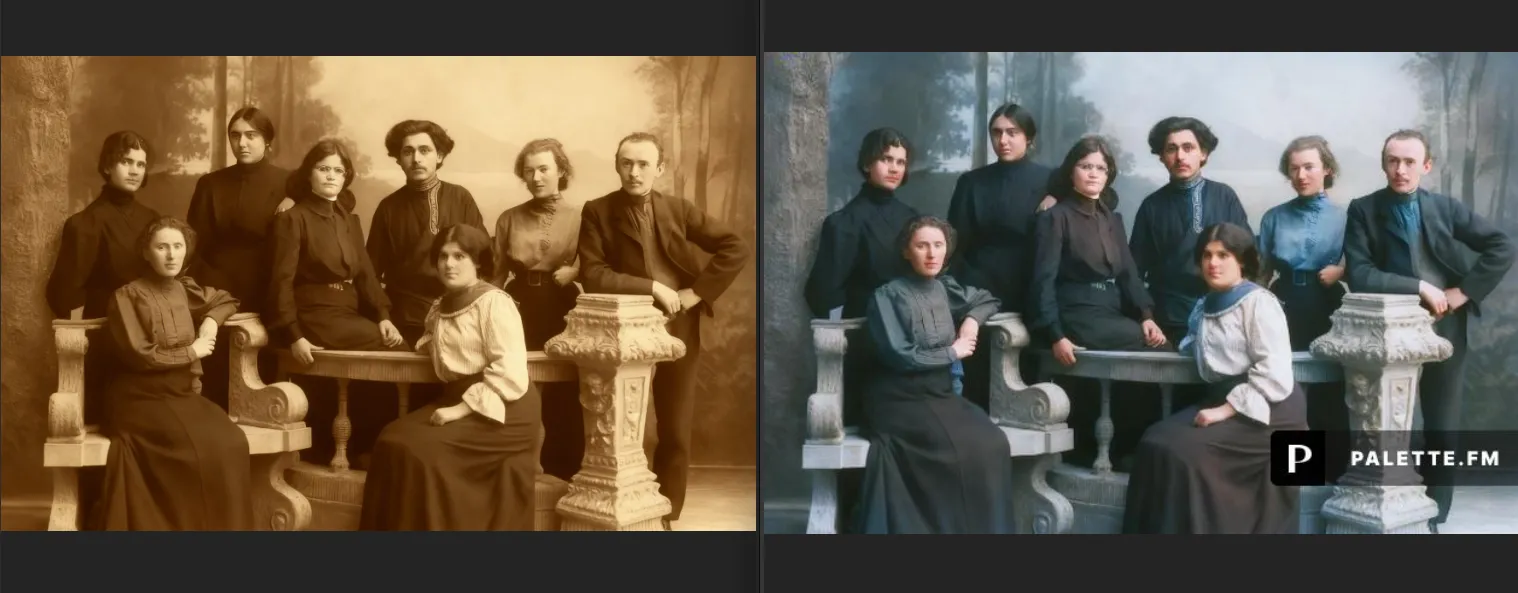 Ein Beispiel für die Kolorierung eines Porträtfotos in Palette