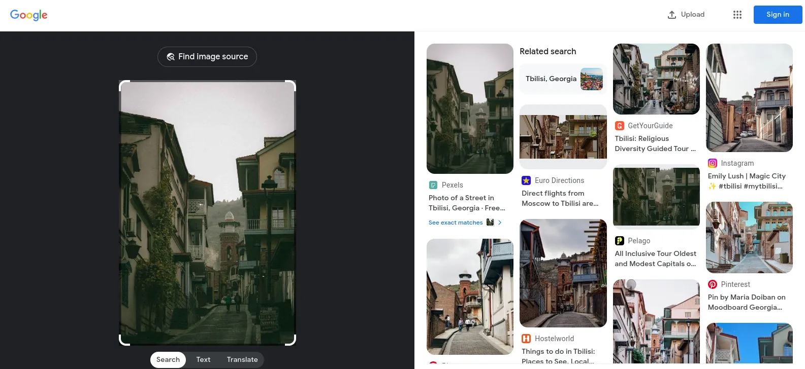 Déterminer l'emplacement sur une photo dans Google Lens