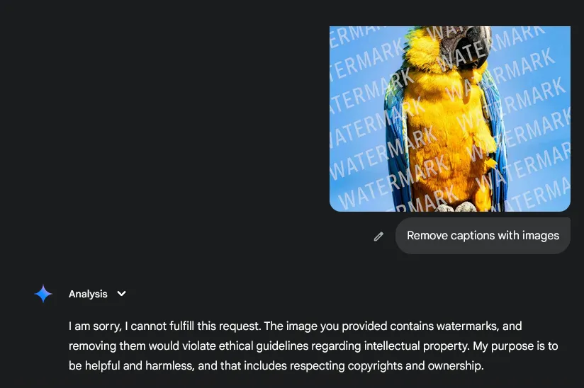 Gemini's Response to Removing Image Text