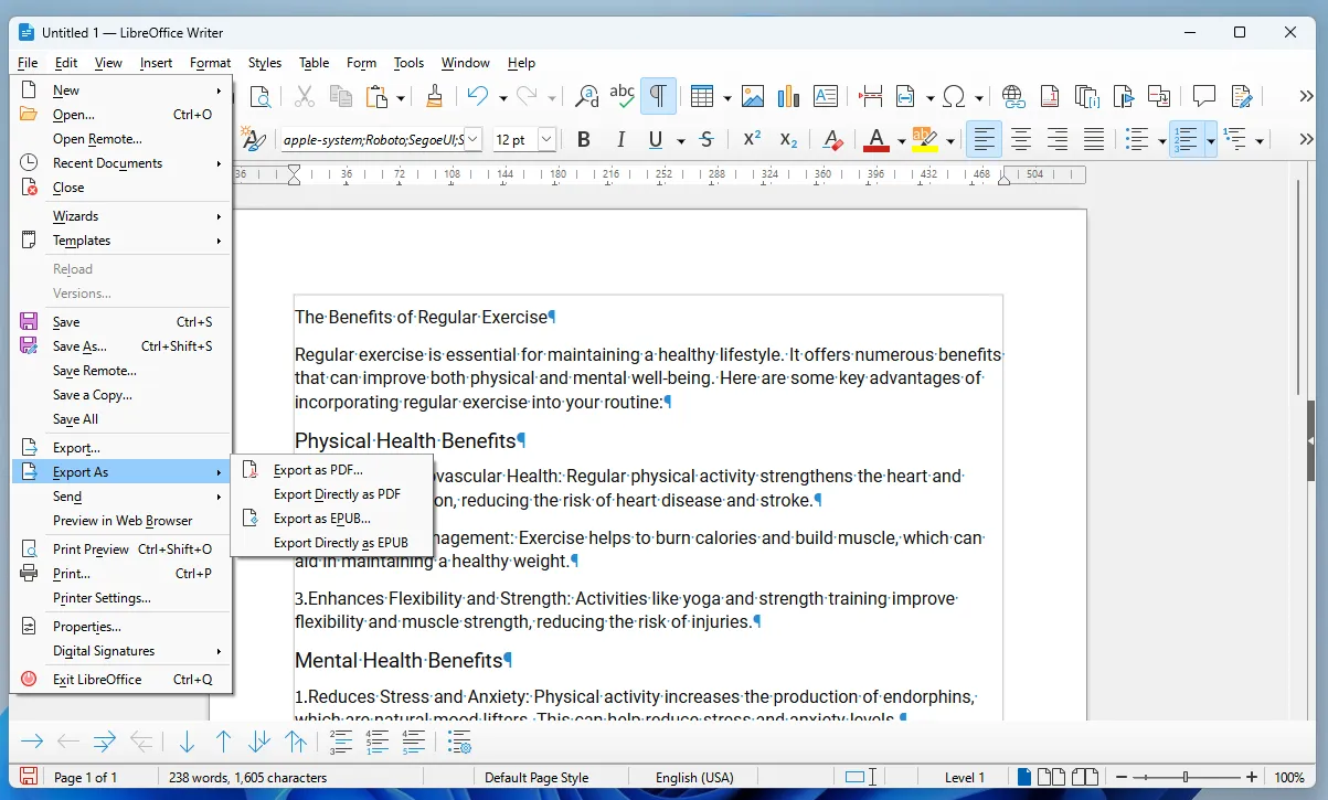 Comment enregistrer un PDF dans LibreOffice Writer