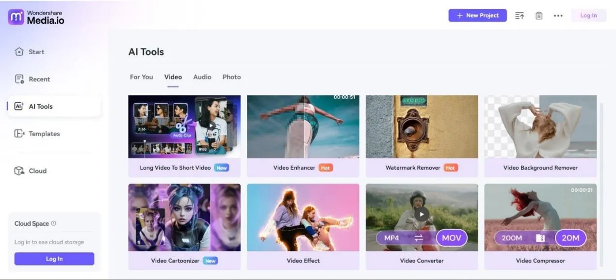Интерфейс сервиса Media.io Video Editor