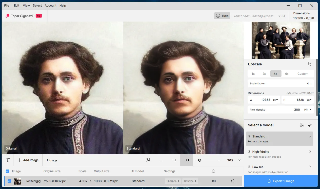 Ein Beispiel für das Topaz Gigapixel KI-Upscaling-Programm in Aktion