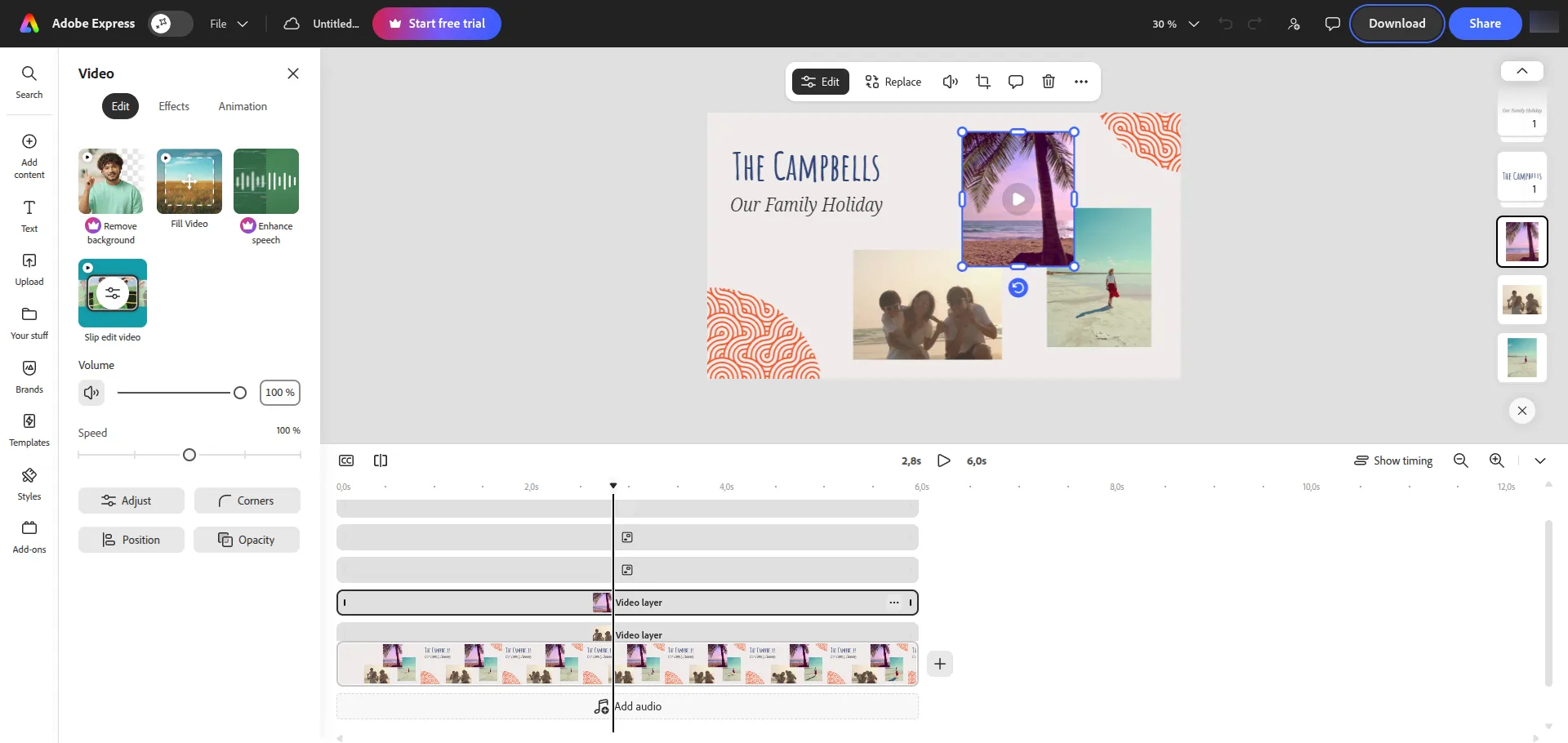 Adobe Express — Beispiel für Video-Collage-Erstellung