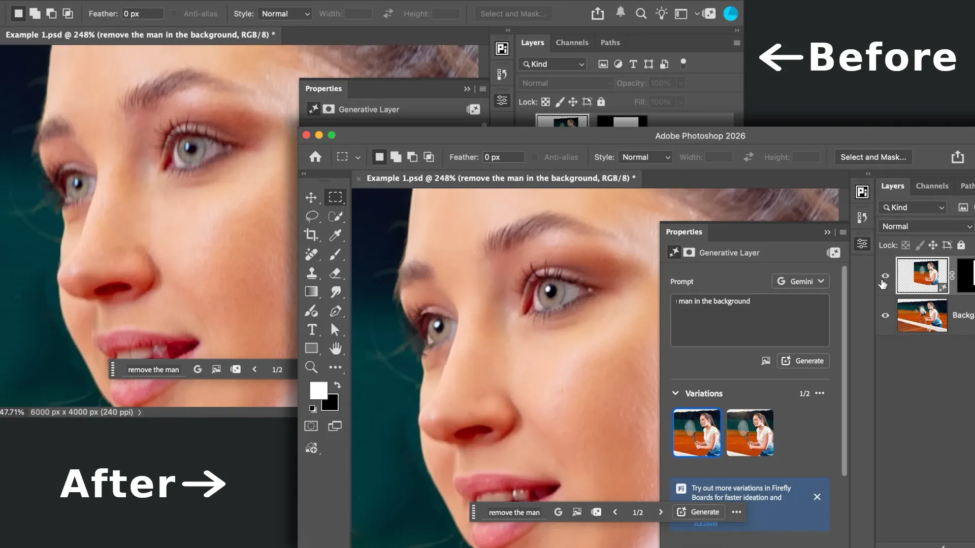 Distorted facial features after editing a photo with Photoshop AI