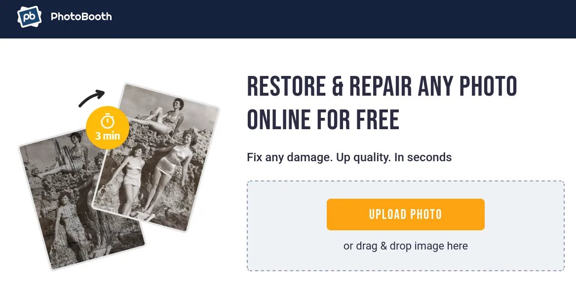 Интерфейс сервиса для реставрации старых фотографий PhotoBooth