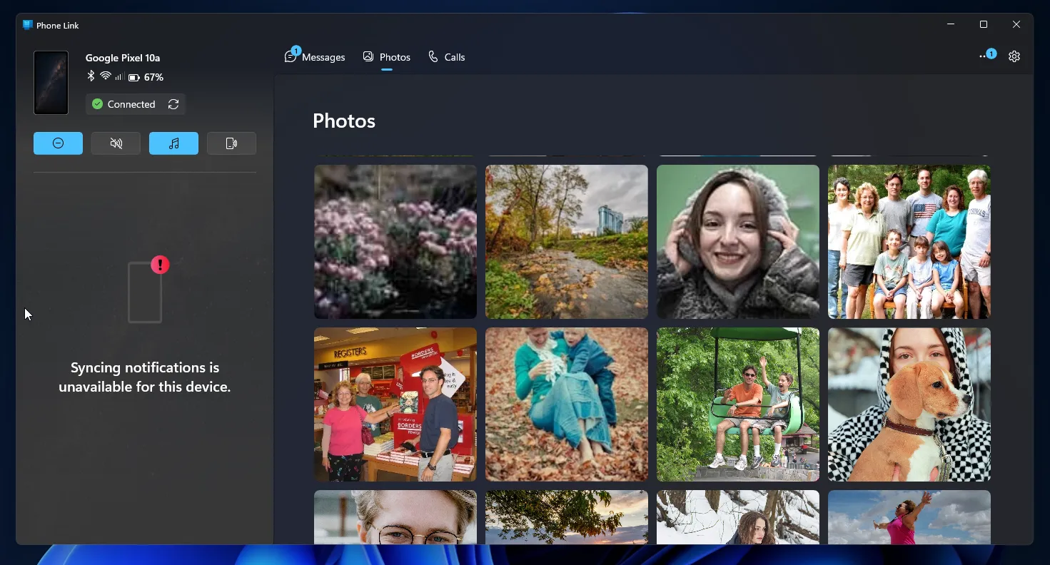 Anzeige von Fotos von Ihrem Telefon in Microsoft Phone Link