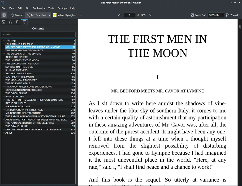 Ouvrir un document PDF dans Okular