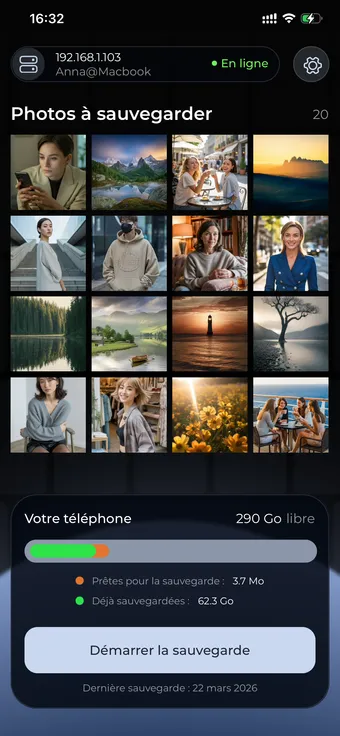TonfotosSync — écran principal de l’application