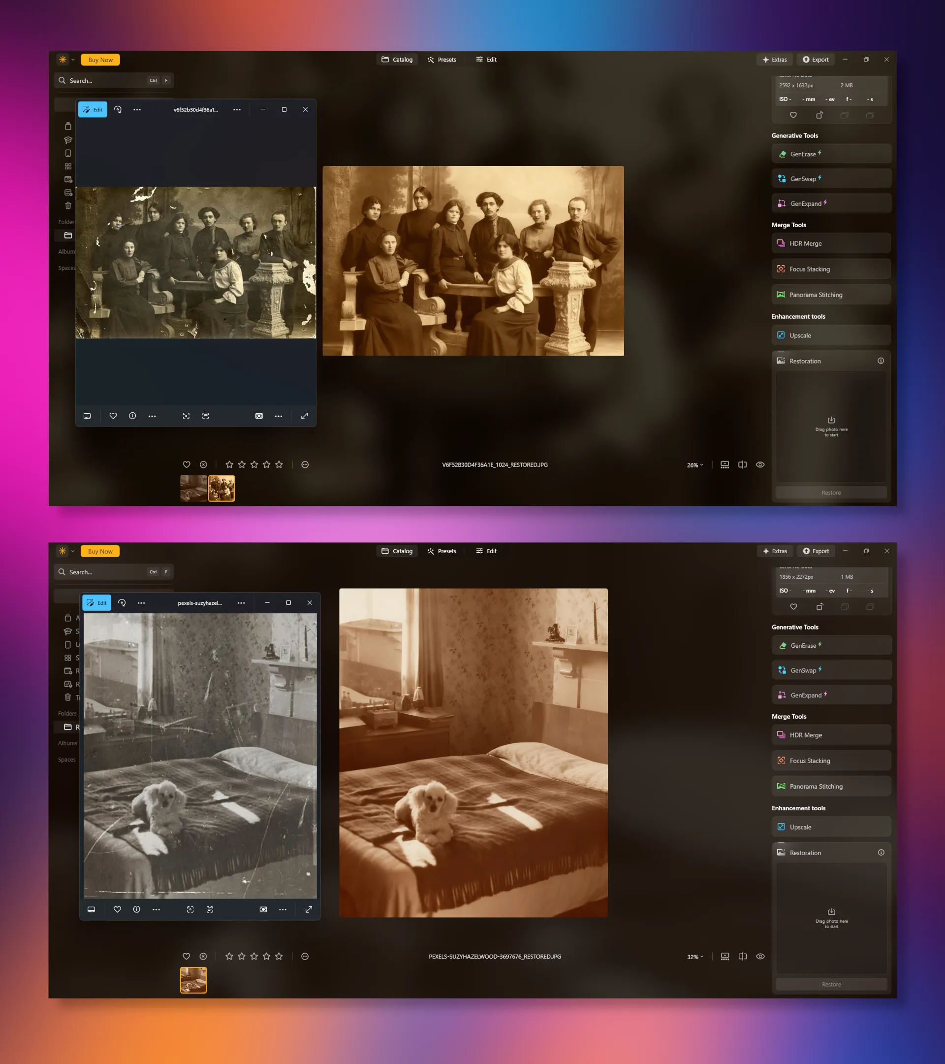Das Ergebnis der Fotorestaurierung in Luminar Neo