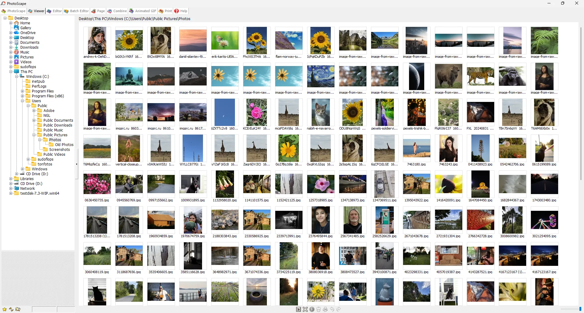 PhotoScapeのアプリケーション画面