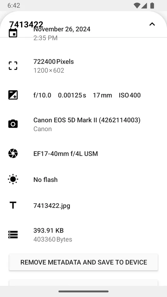 Metadata Remover setup menu