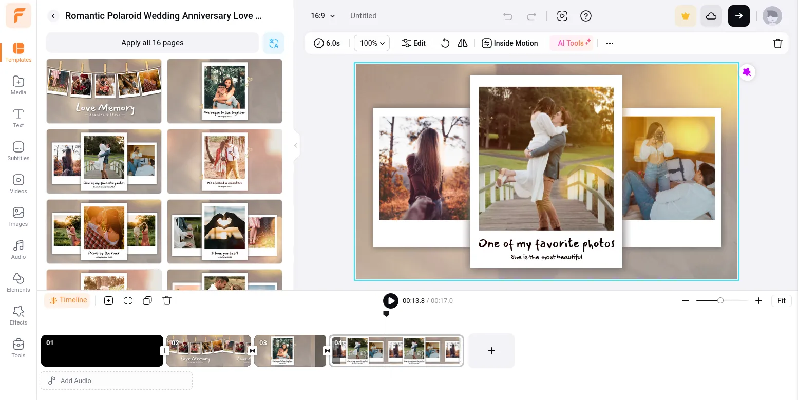 Создание слайд-шоу в FlexClip