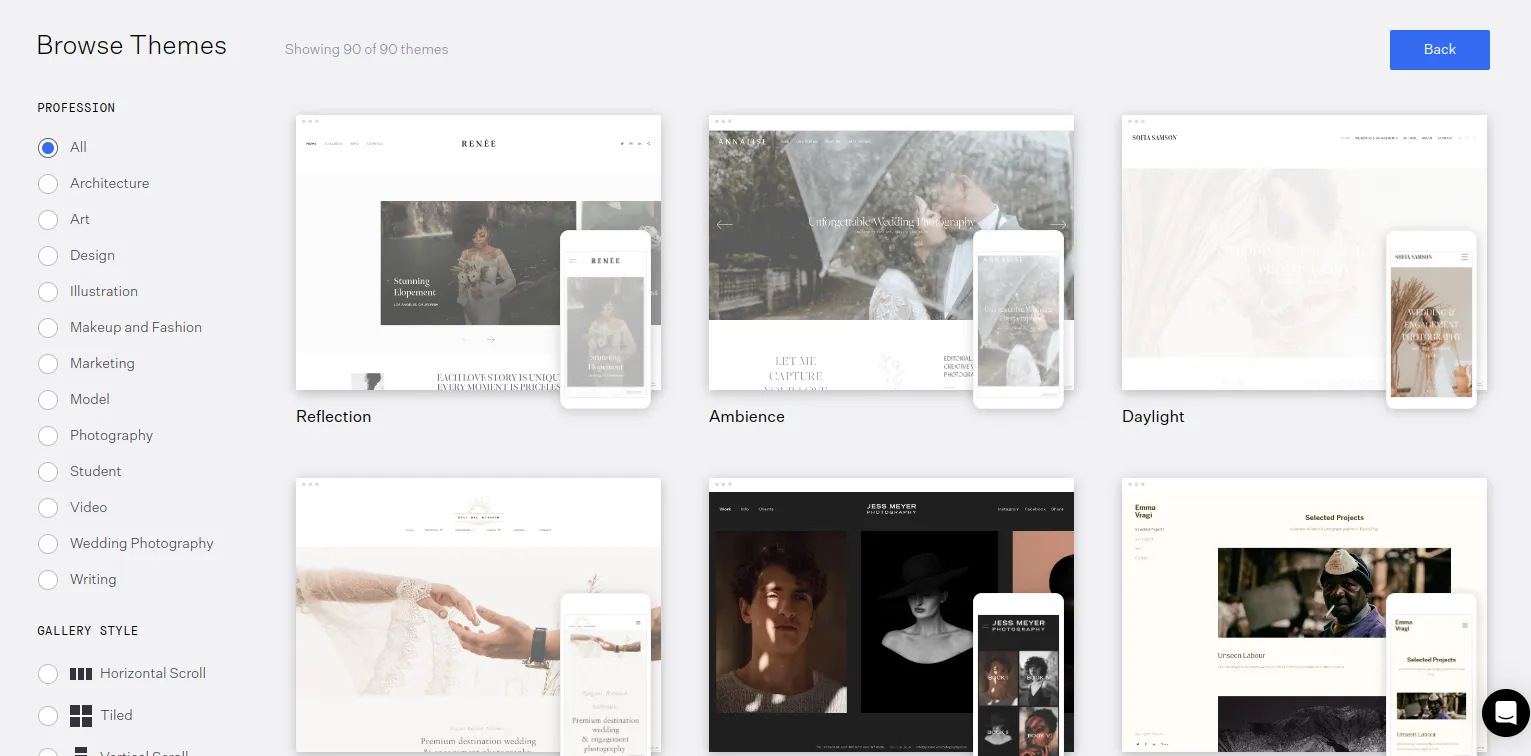 Variety of design portfolio photographer on service format