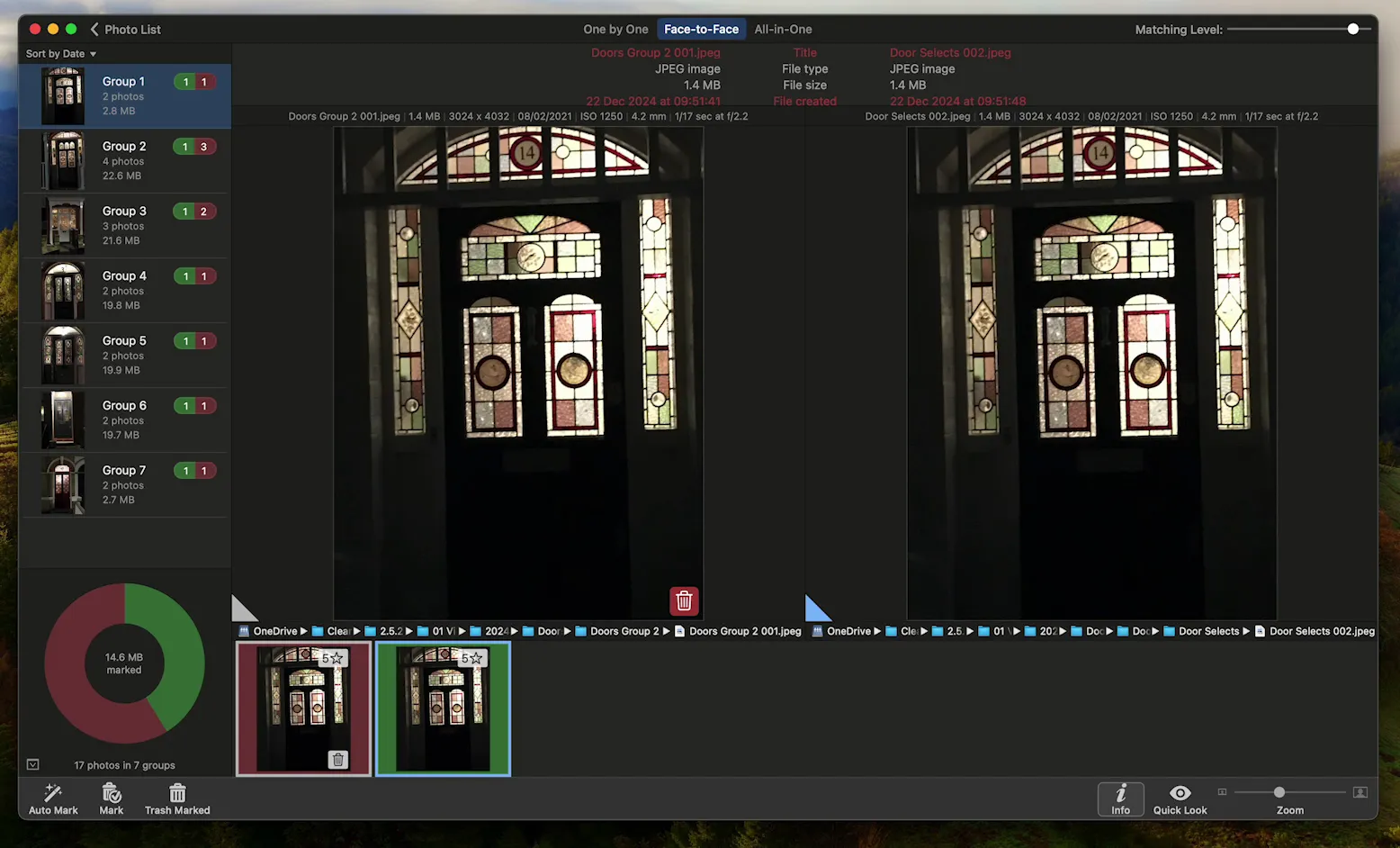 PhotoSweeper interface and example