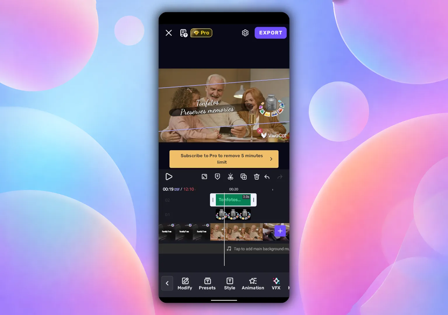 Interface et exemple d'édition dans VivaCut