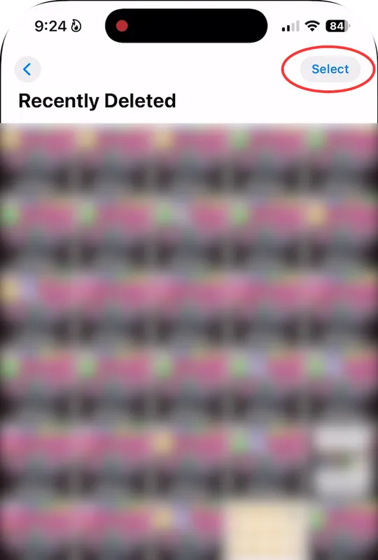Select deleted photos to recover from the Recently Deleted album