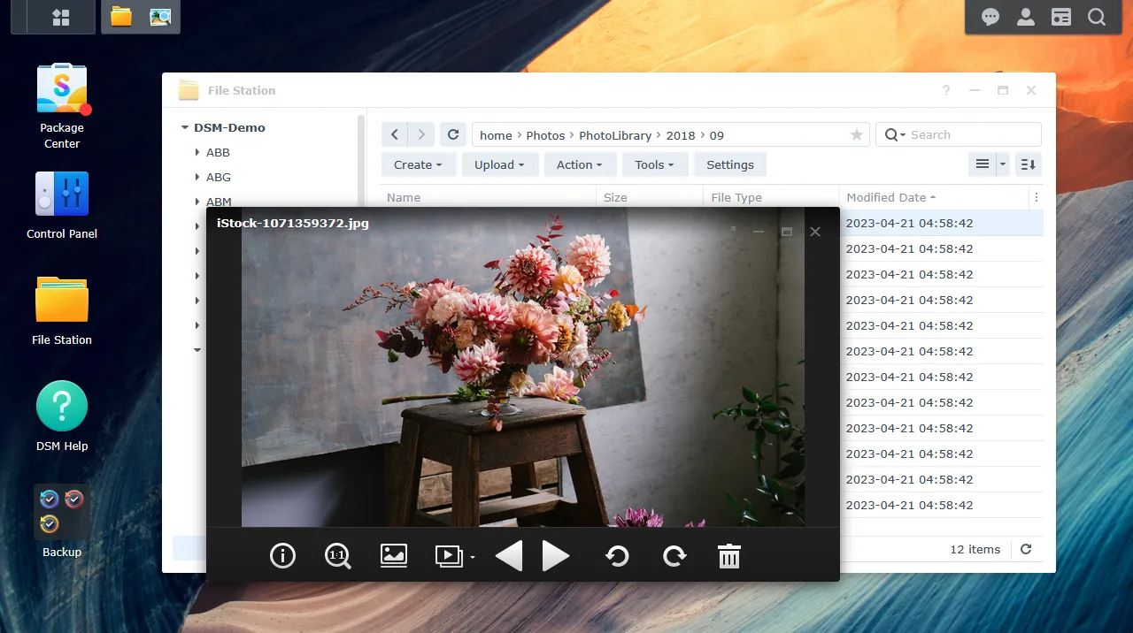 Пример открытия фотографии в памяти NAS-сервера