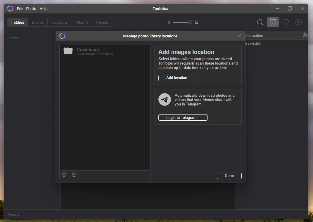 Ajout d'un répertoire où est stockée l'archive photo