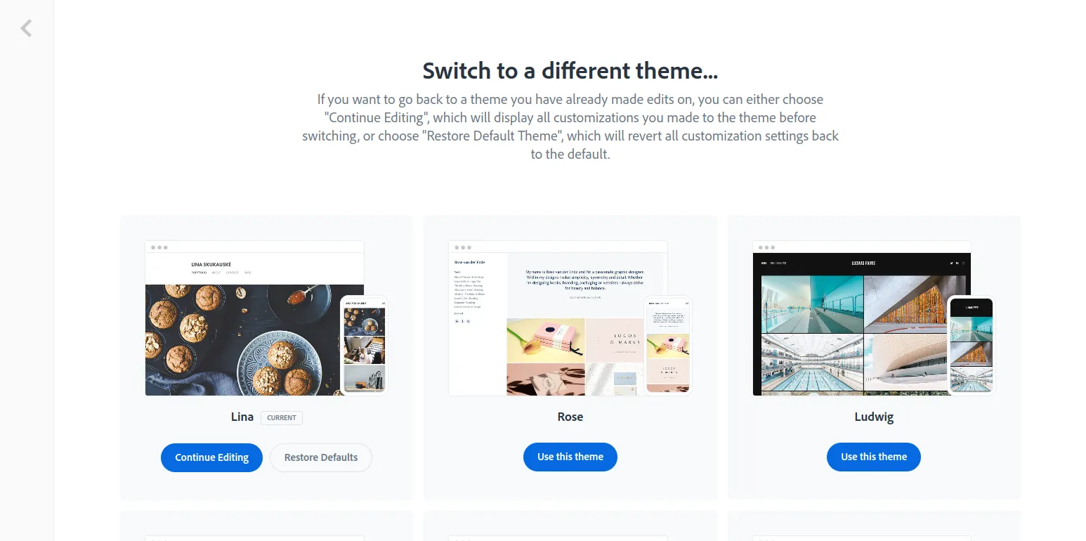 Examples of a photographer's portfolio design Adobe Portfolio