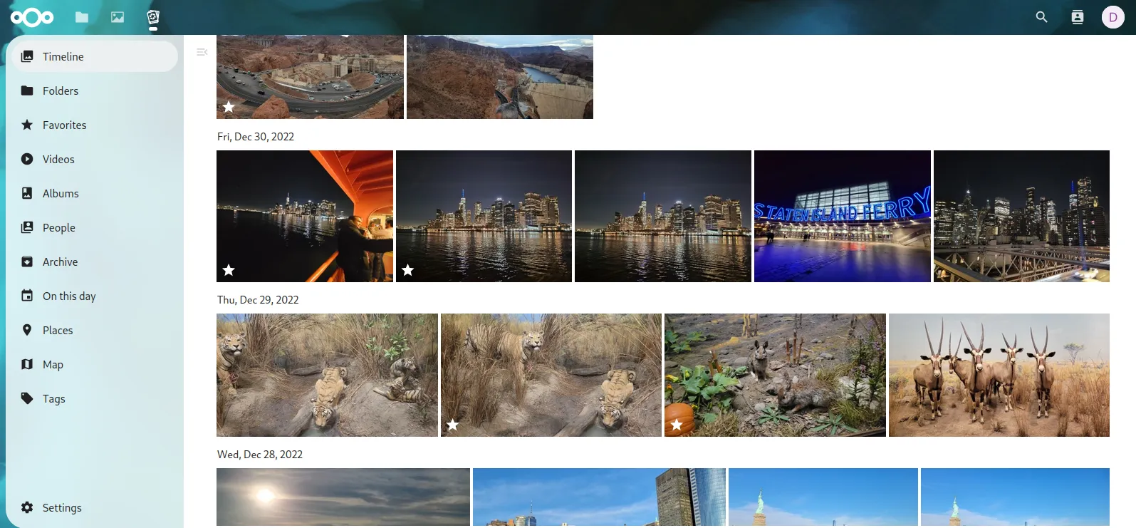 Memories – Hauptfenster