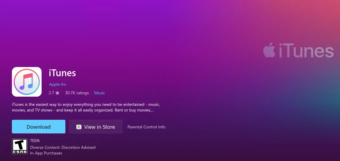 iTunes for Windows Download Page