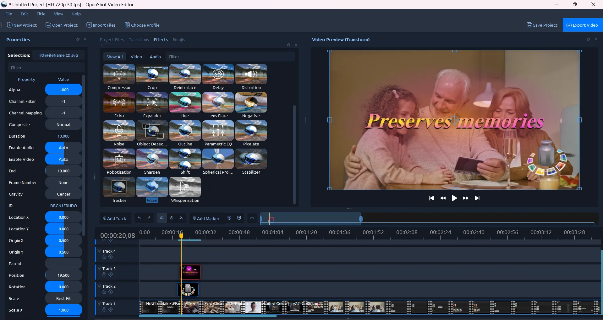 Exemple d'édition dans OpenShot