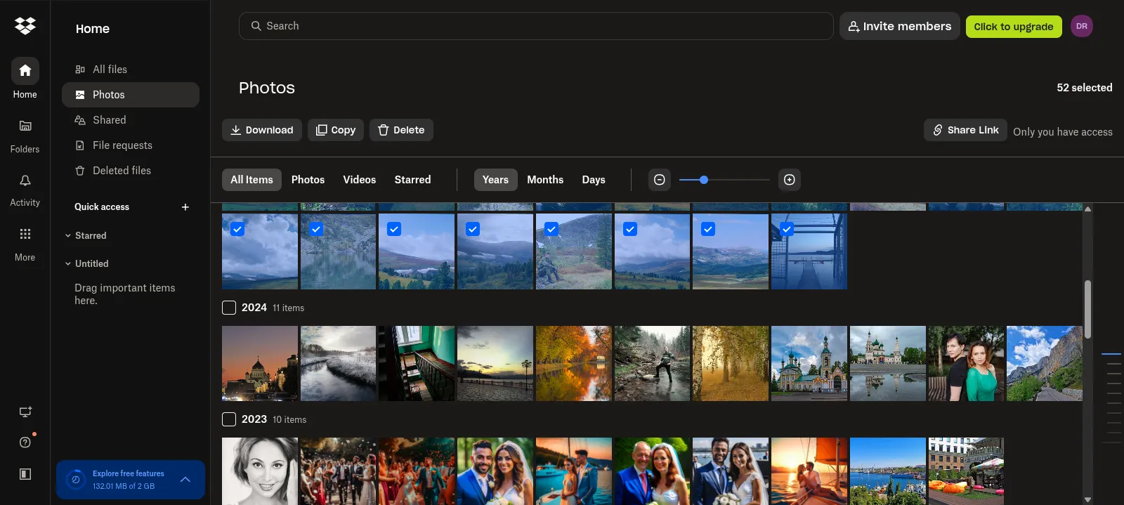 Selecting Photos in Dropbox Before Uploading