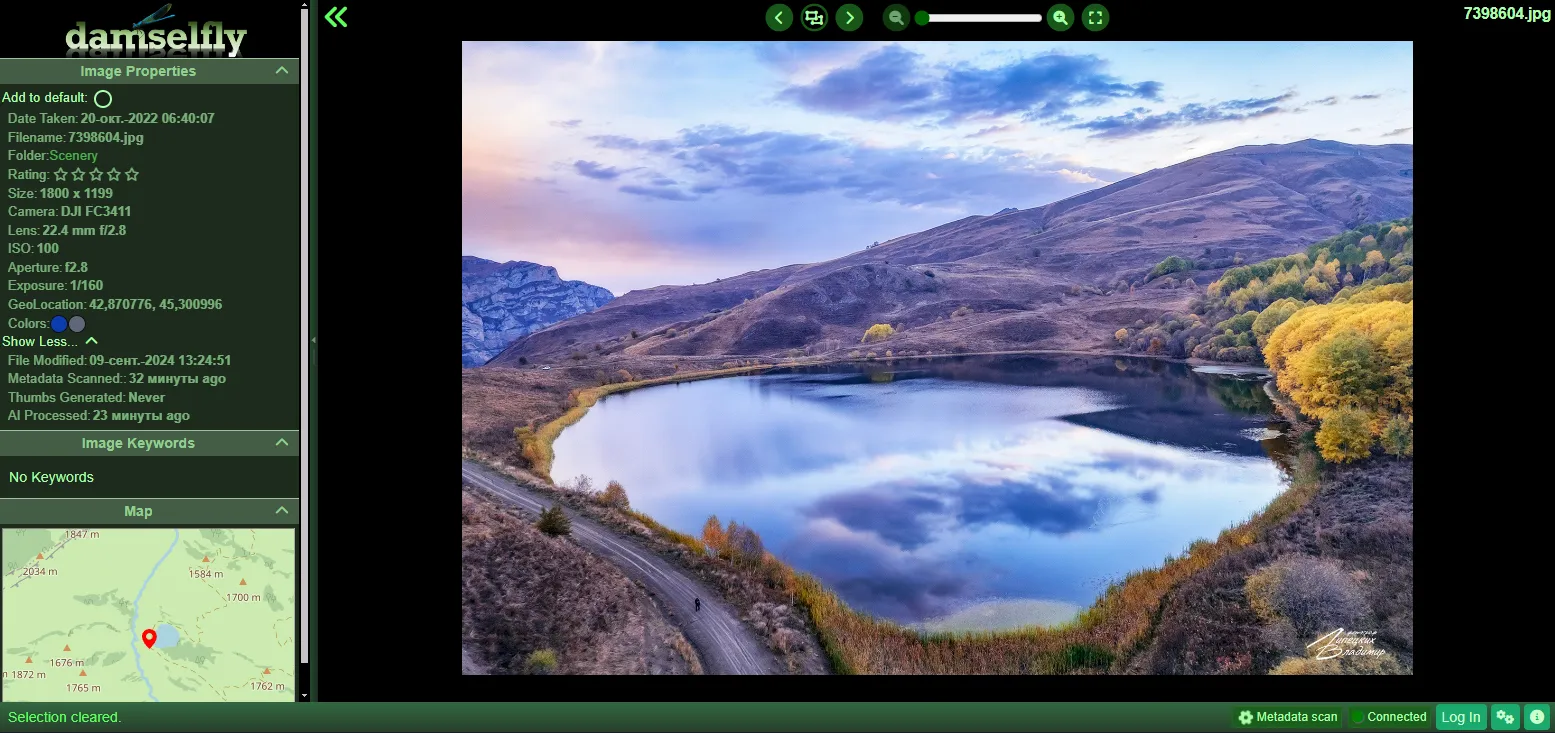 Damselfly – Metadaten und Kartenansicht